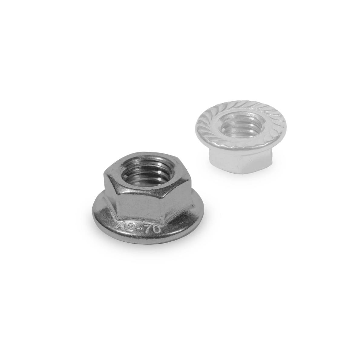 K2 Systems Sechskantmutter M10 mit Flansch & Sperrverzahnung – DIN 6923 (Edelstahl A2)