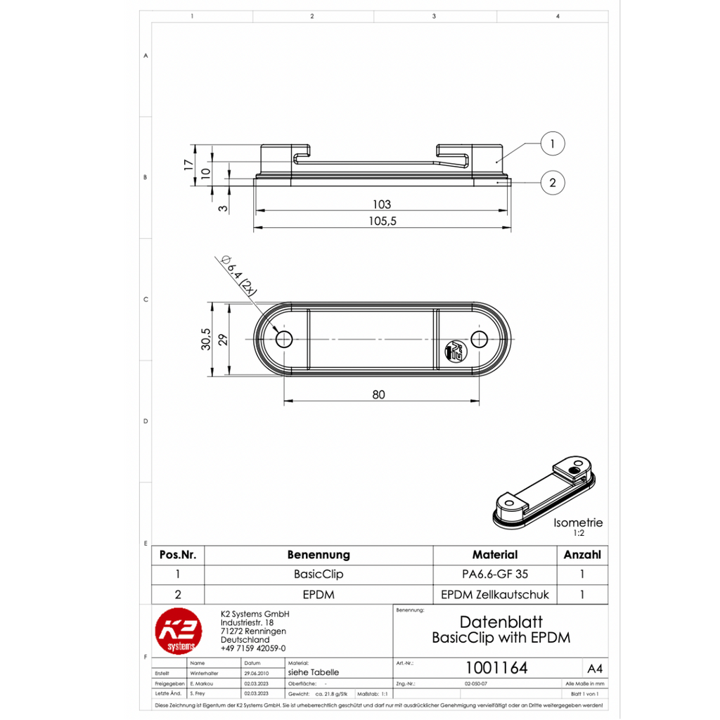 Montagehalter BasicClip – K2 BasicRail