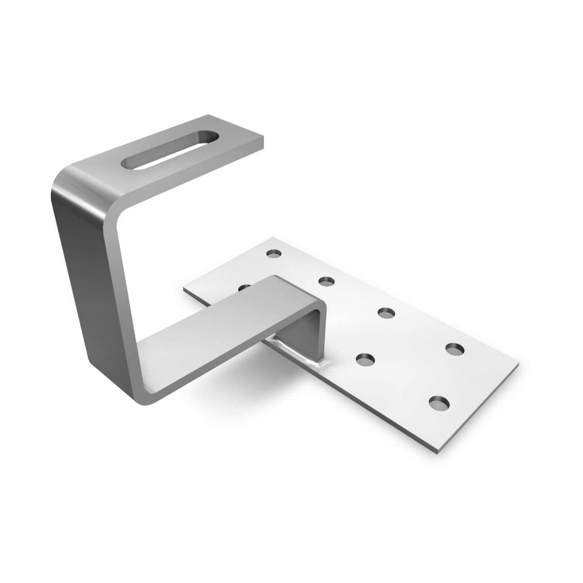 K2 Systems Dachhaken für großformatige Flachziegel – langer Ausleger, SolidRail Montage (Edelstahl 1.4016) - 180 × 80 × 4 mm