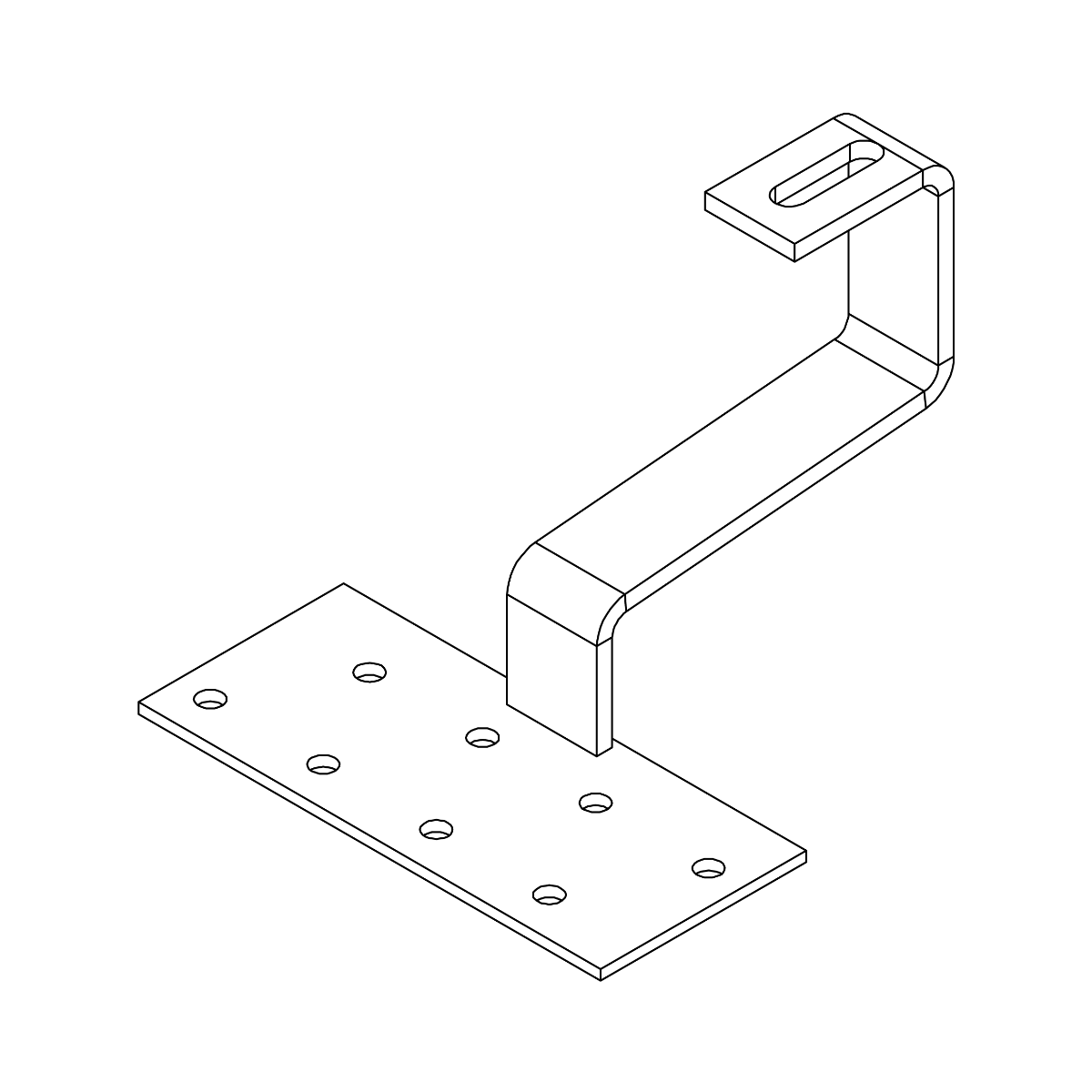 K2 Systems Dachhaken für großformatige Flachziegel – langer Ausleger, SolidRail Montage (Edelstahl 1.4016) - 180 × 80 × 4 mm
