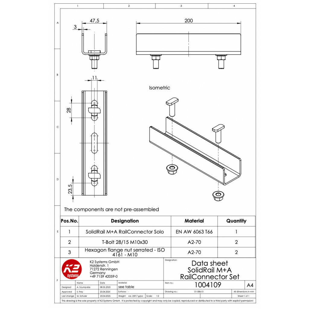 Schienenverbinder Set – für K2 SolidRail Medium & Alpin