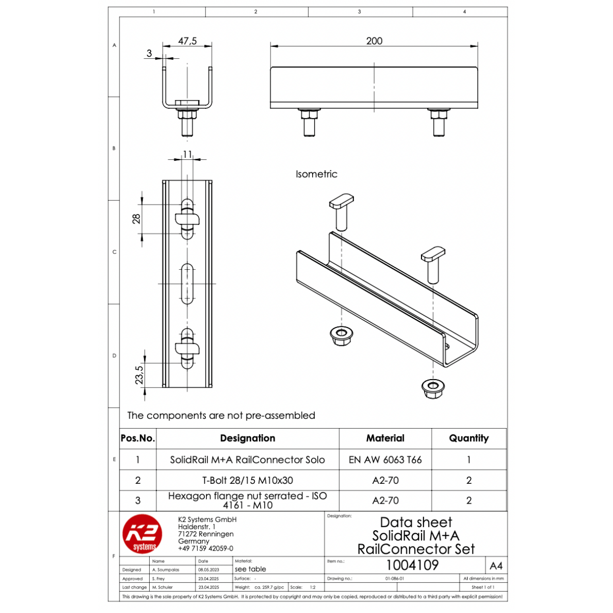 Schienenverbinder Set – für K2 SolidRail Medium & Alpin