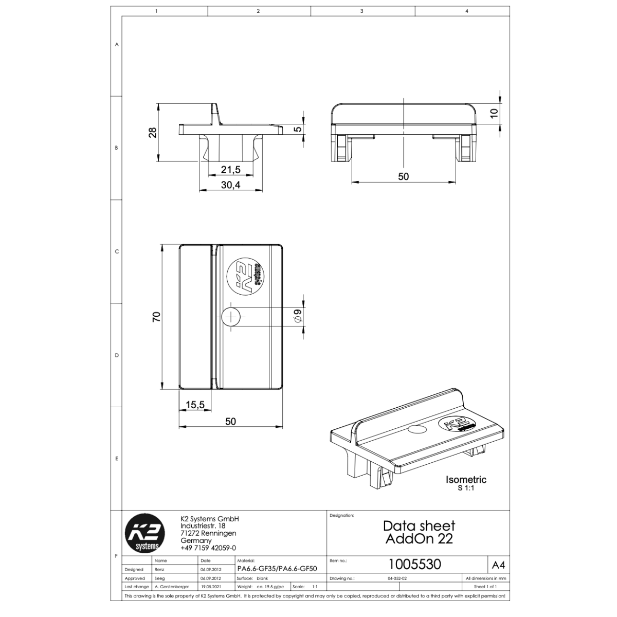 Montageadapter K2 AddOn 22