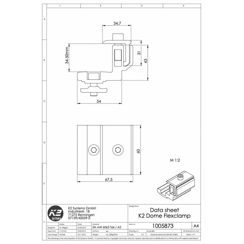 Modulklemme – 1/4-Klemmbereich K2 Dome Classic