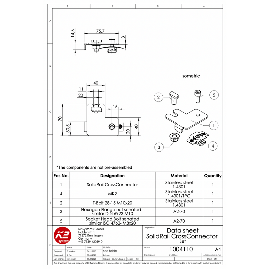 Schienenverbinder Set – für K2 BasicRail 22 & FlatRail