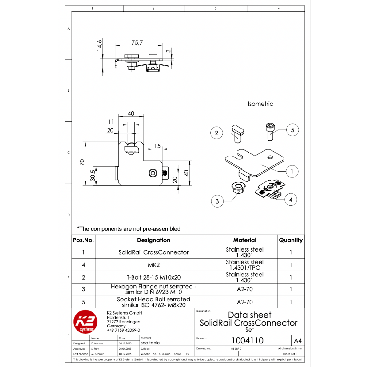 Schienenverbinder Set – für K2 BasicRail 22 & FlatRail