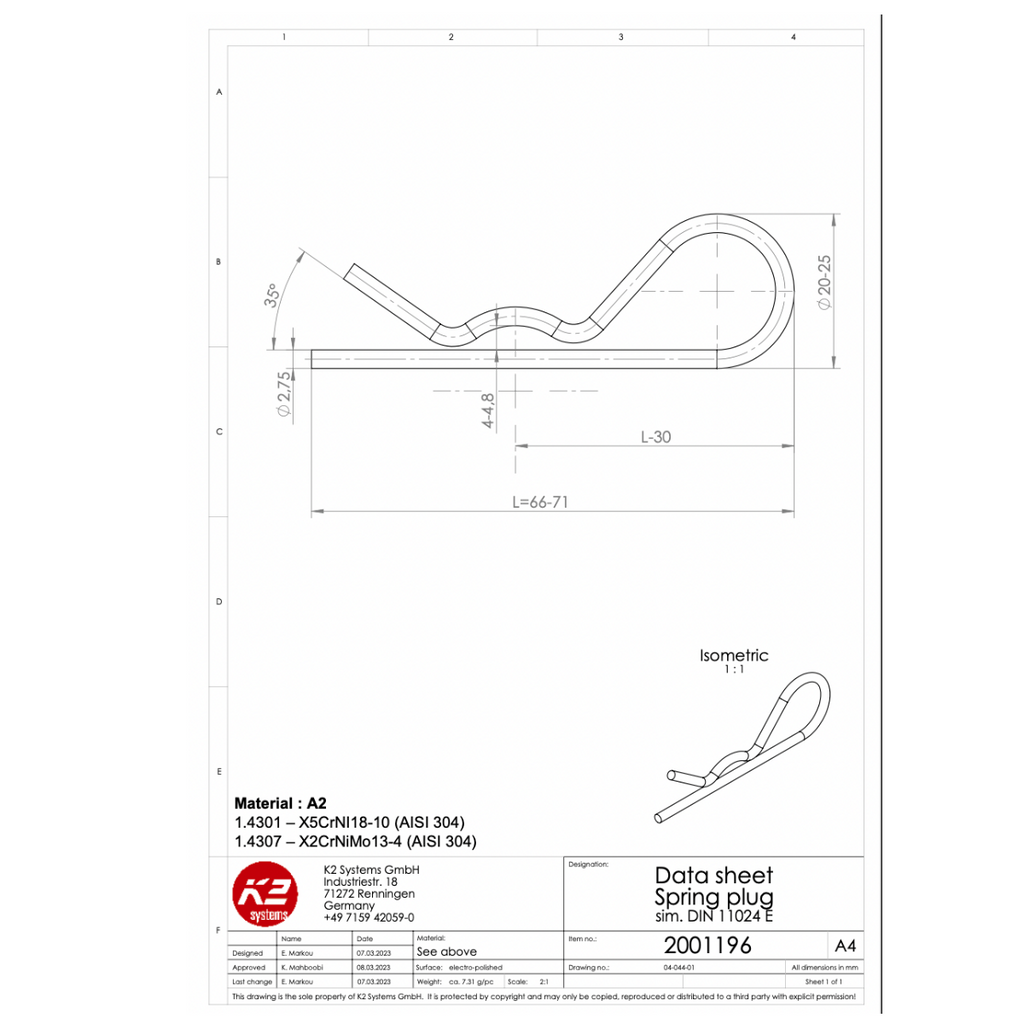 Federstecker DIN 11024