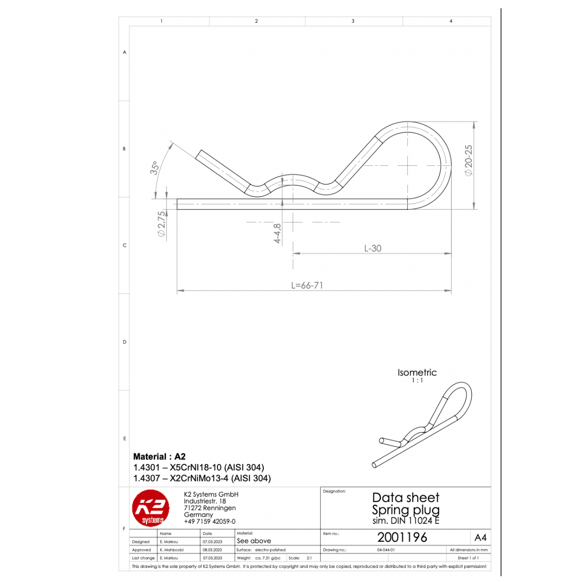 Federstecker DIN 11024