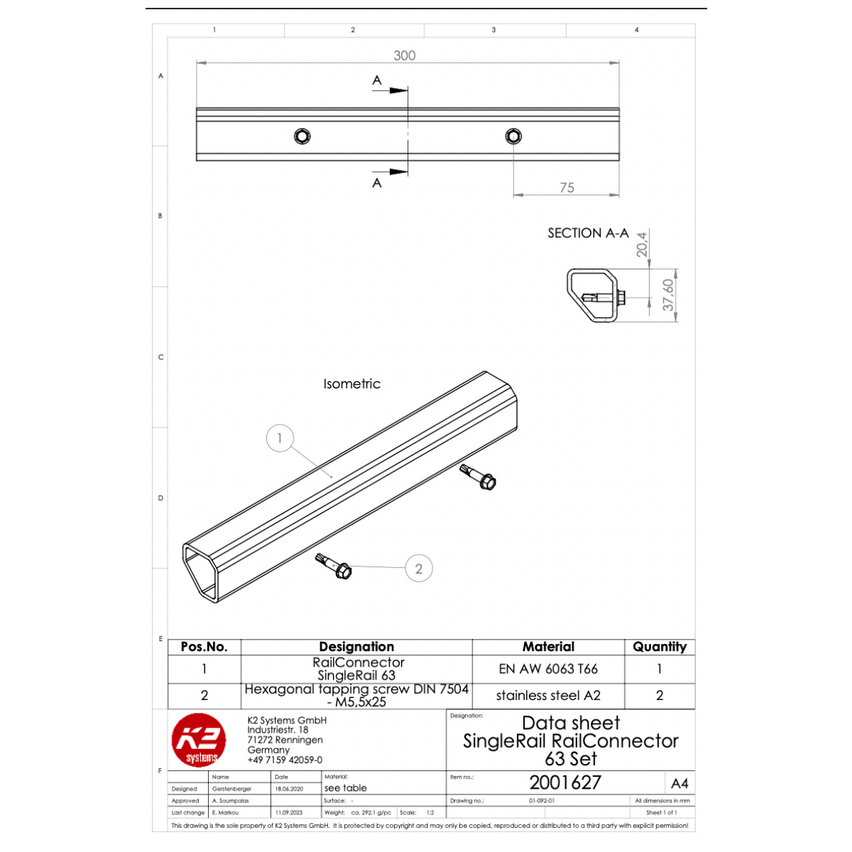 Schienenverbinder Set – für K2 SingleRail 63
