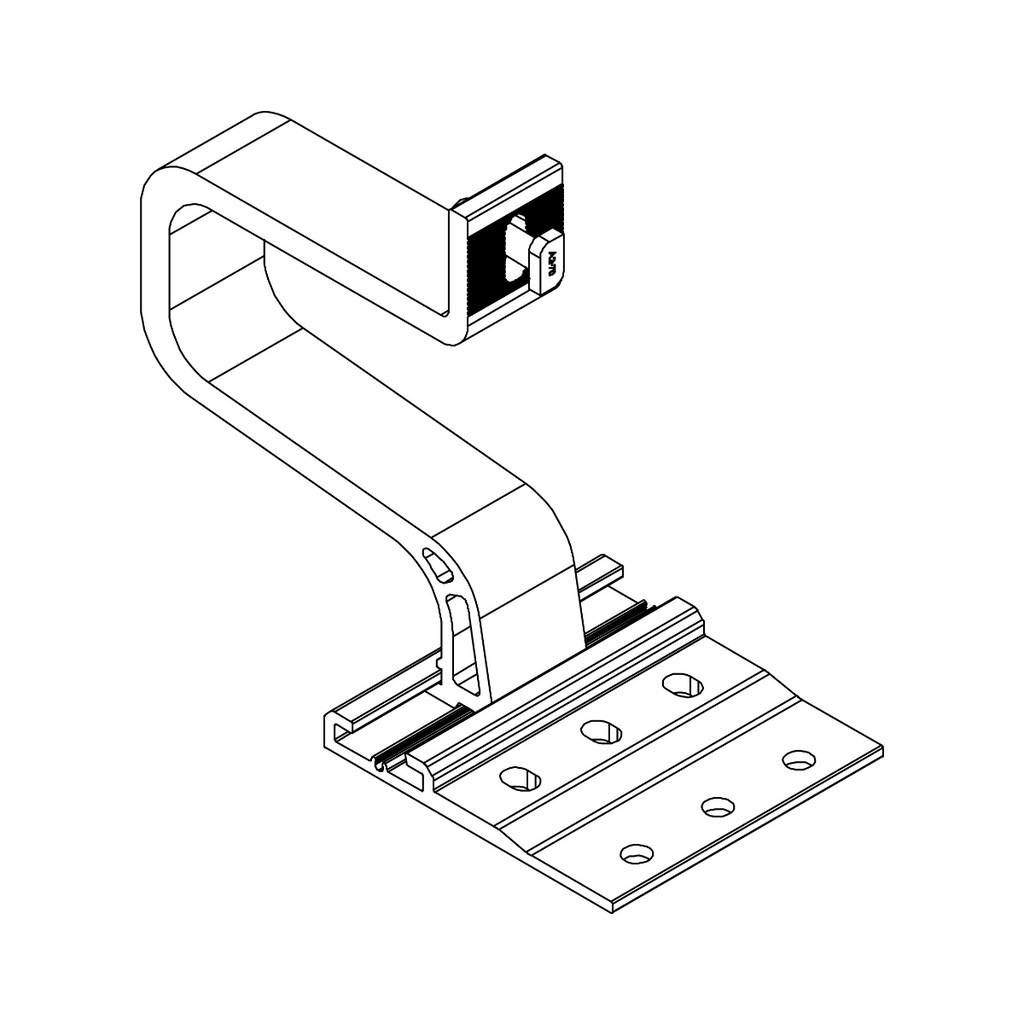 K2 Systems Dachhaken für Ziegeleindeckung – SingleRail Montage inkl. Befestigung (Aluminium EN AW-6063 T66)