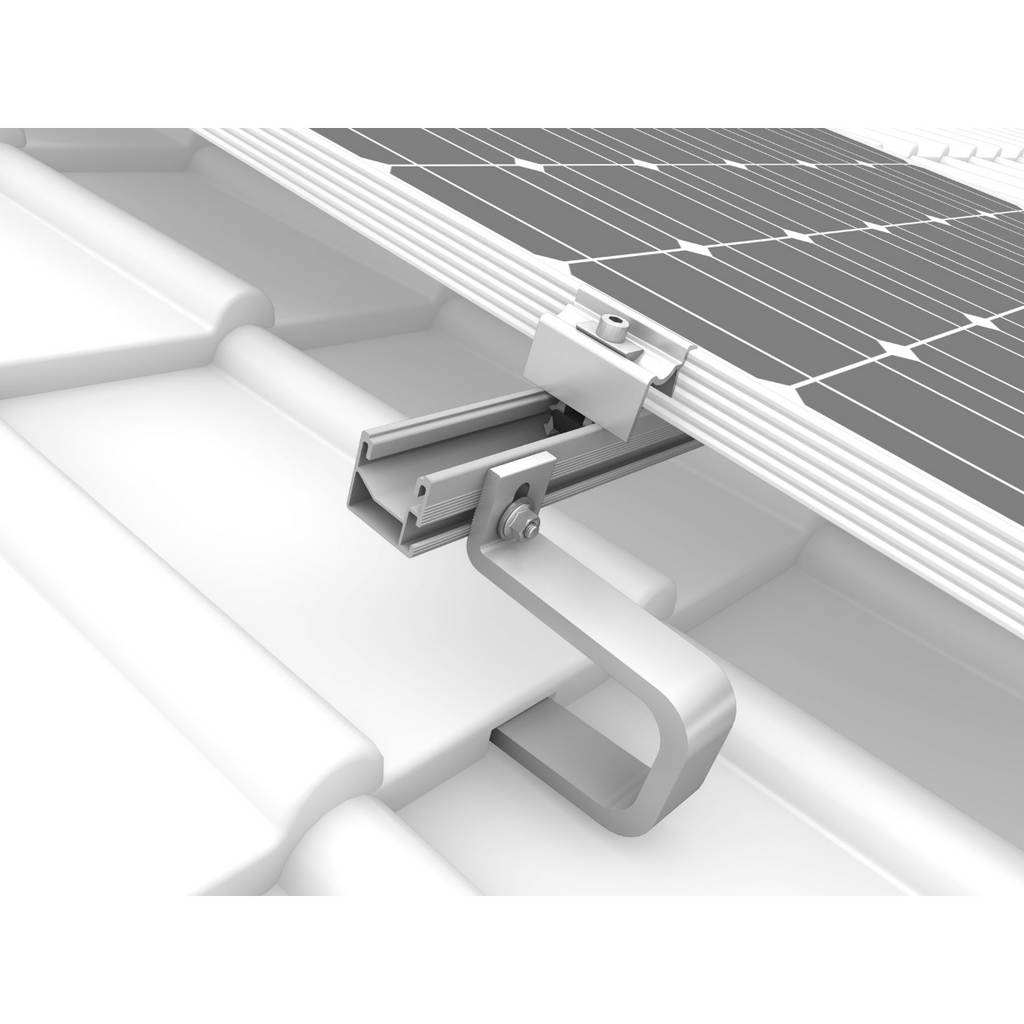 K2 Systems Dachhaken für Ziegeleindeckung – SingleRail Montage inkl. Befestigung (Aluminium EN AW-6063 T66)