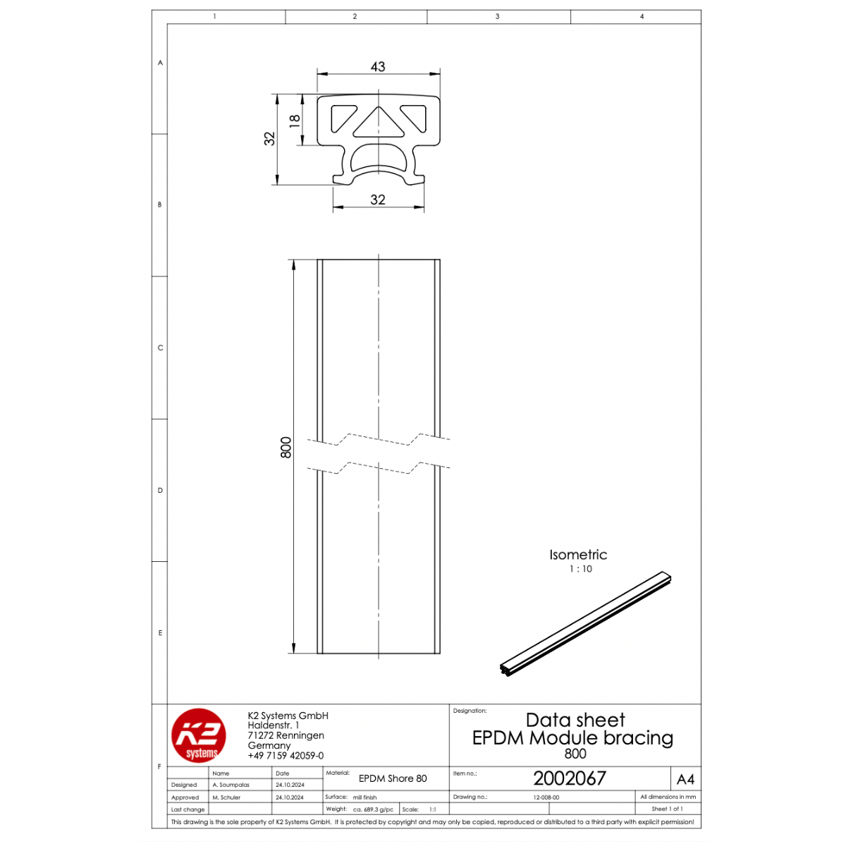EPDM Auflage – Buddy SingleRail System