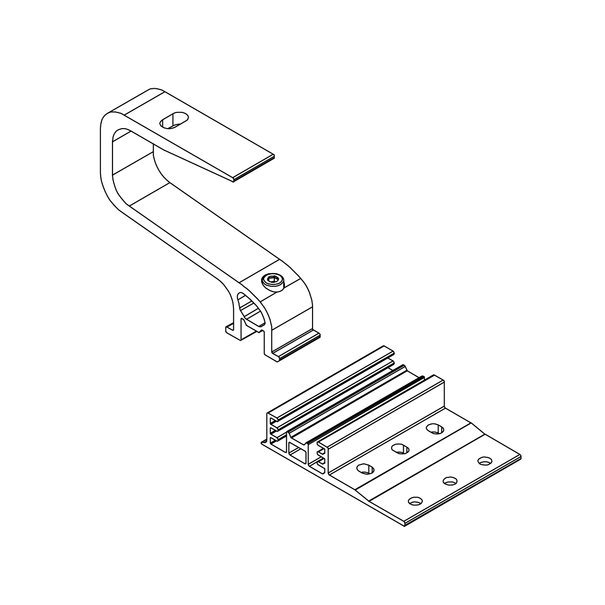 K2 Systems Dachhaken – 3-fach höhenverstellbar, vertikale SolidRail Montage (Aluminium EN AW-6063 T66) - 124 × 100 mm
