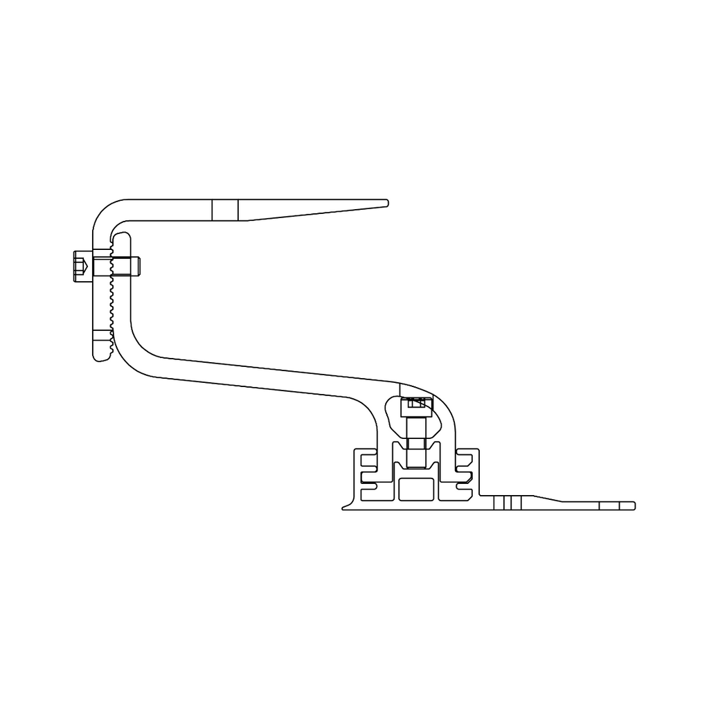 K2 Systems Dachhaken – 3-fach höhenverstellbar mit zusätzlicher Bügelverstellung, vertikale SolidRail Montage (Aluminium EN AW-6063 T66) - 124 × 100 mm
