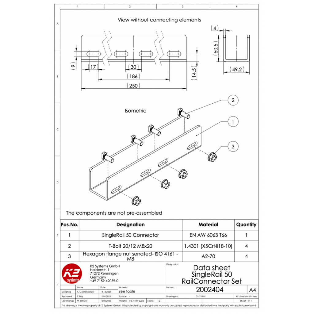Schienenverbinder Set – K2 SingleRail 50
