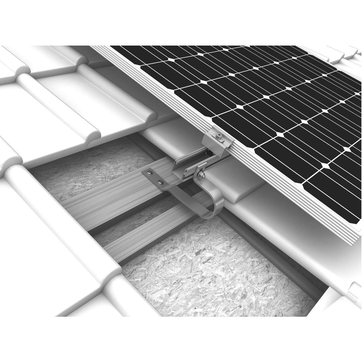K2 Systems Dachhaken für flache Ziegel – SingleRail Direktmontage inkl. Befestigung (Edelstahl)