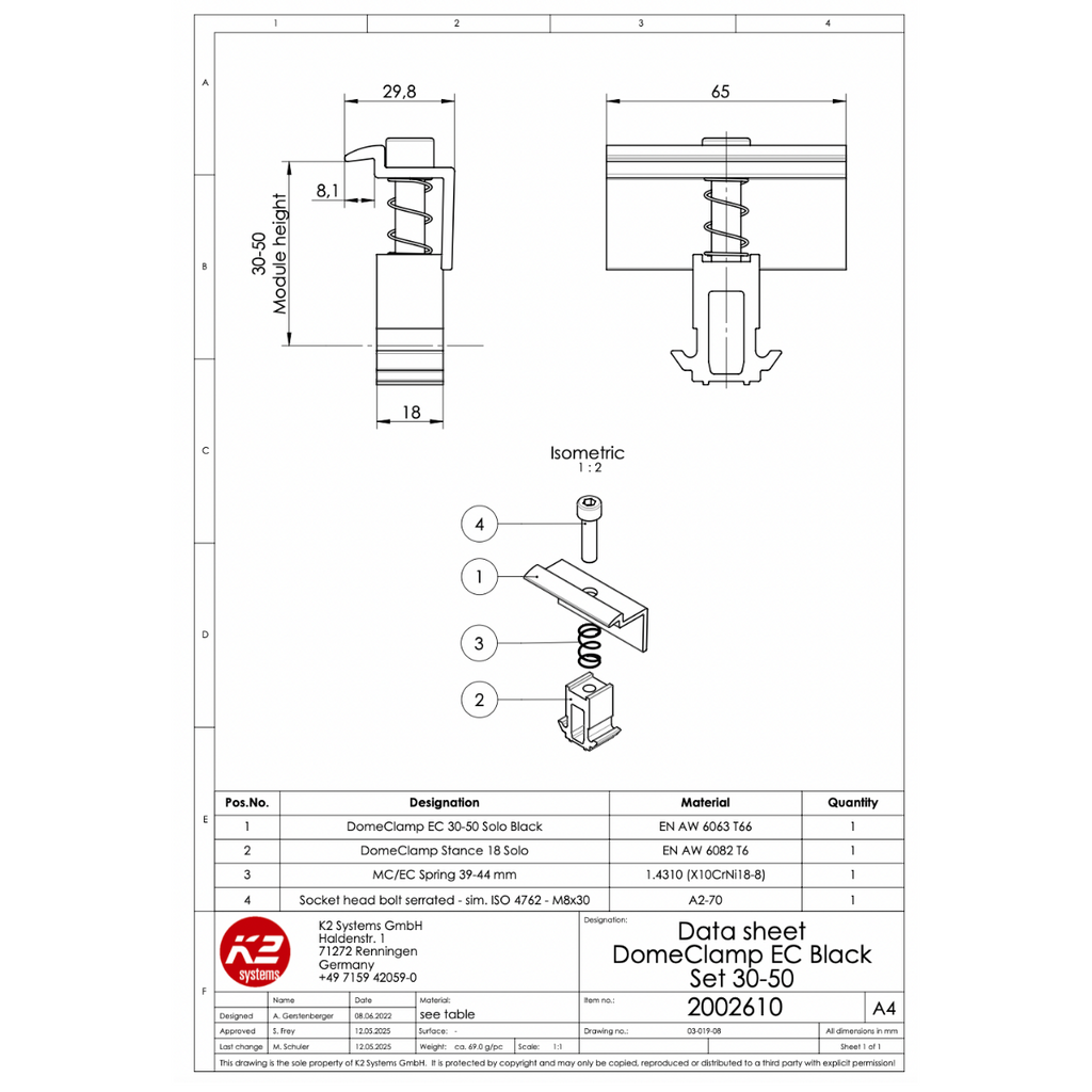 Universalendklemmen Set – schwarz eloxiert, für K2 Dome 6 System (Aluminium / Edelstahl)
