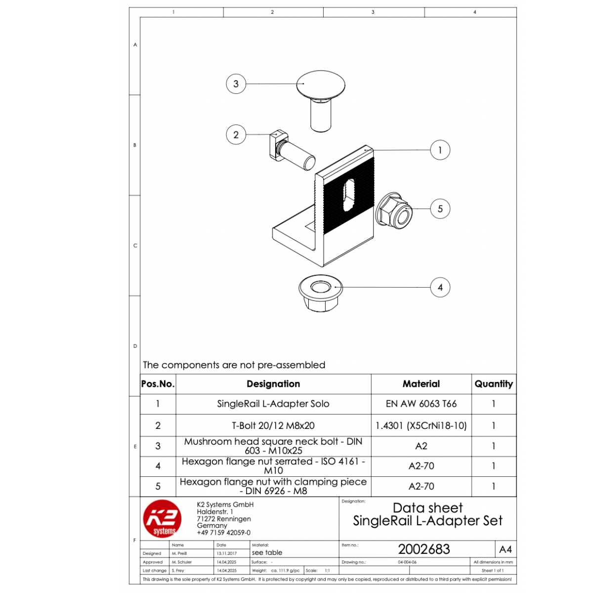Anbindungsset – SingleRail an SolidHook