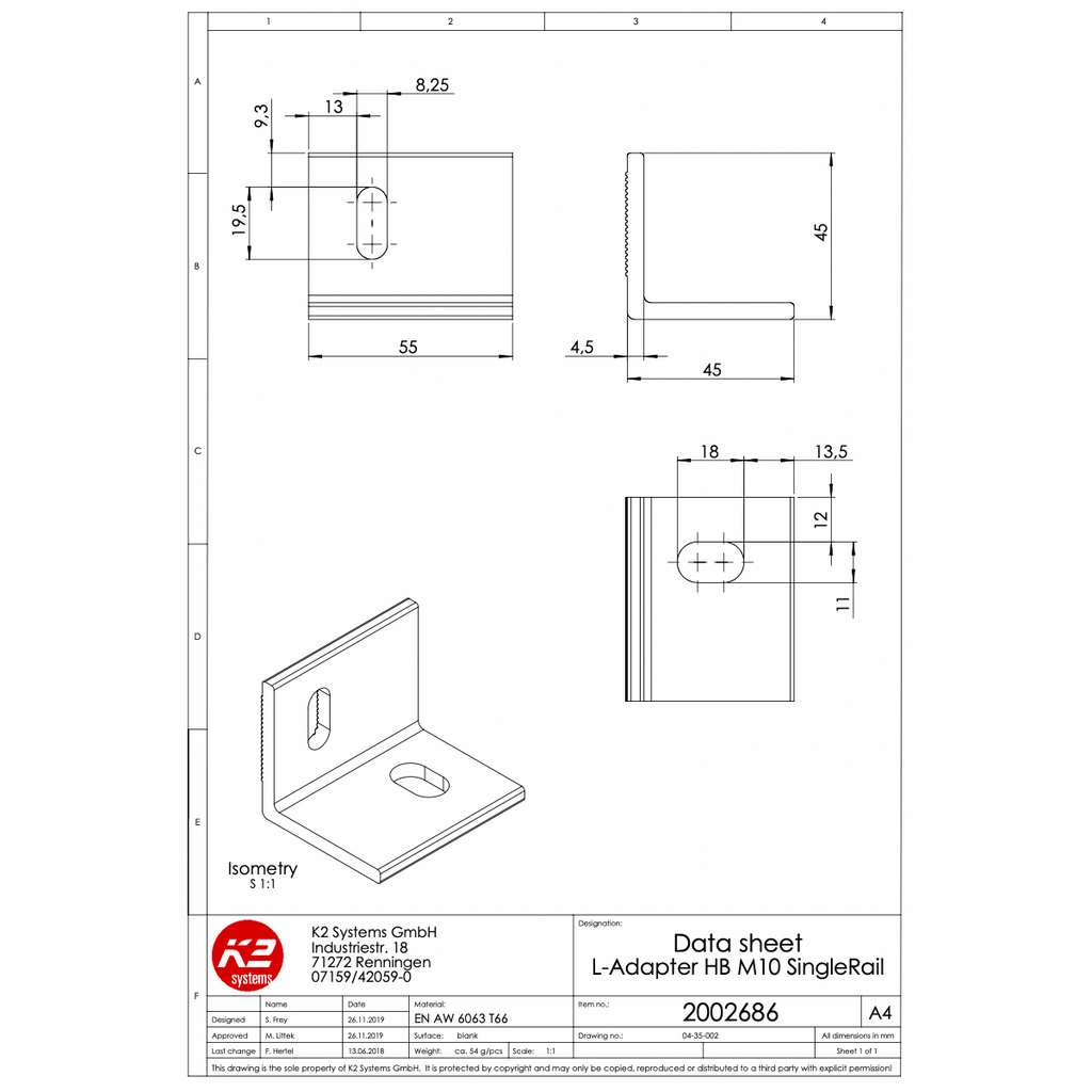 L-Adapter – SingleRail Montage (M10)