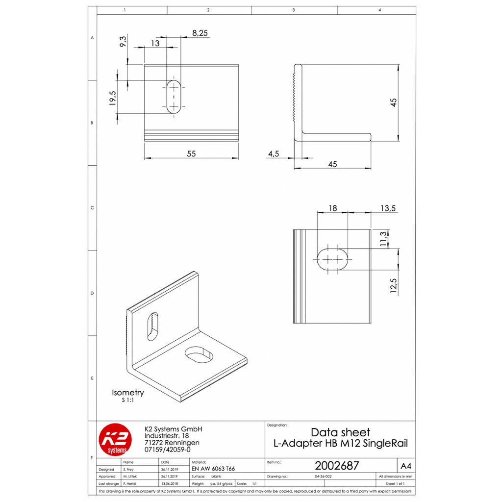 L-Adapter – SingleRail Montage (M12)
