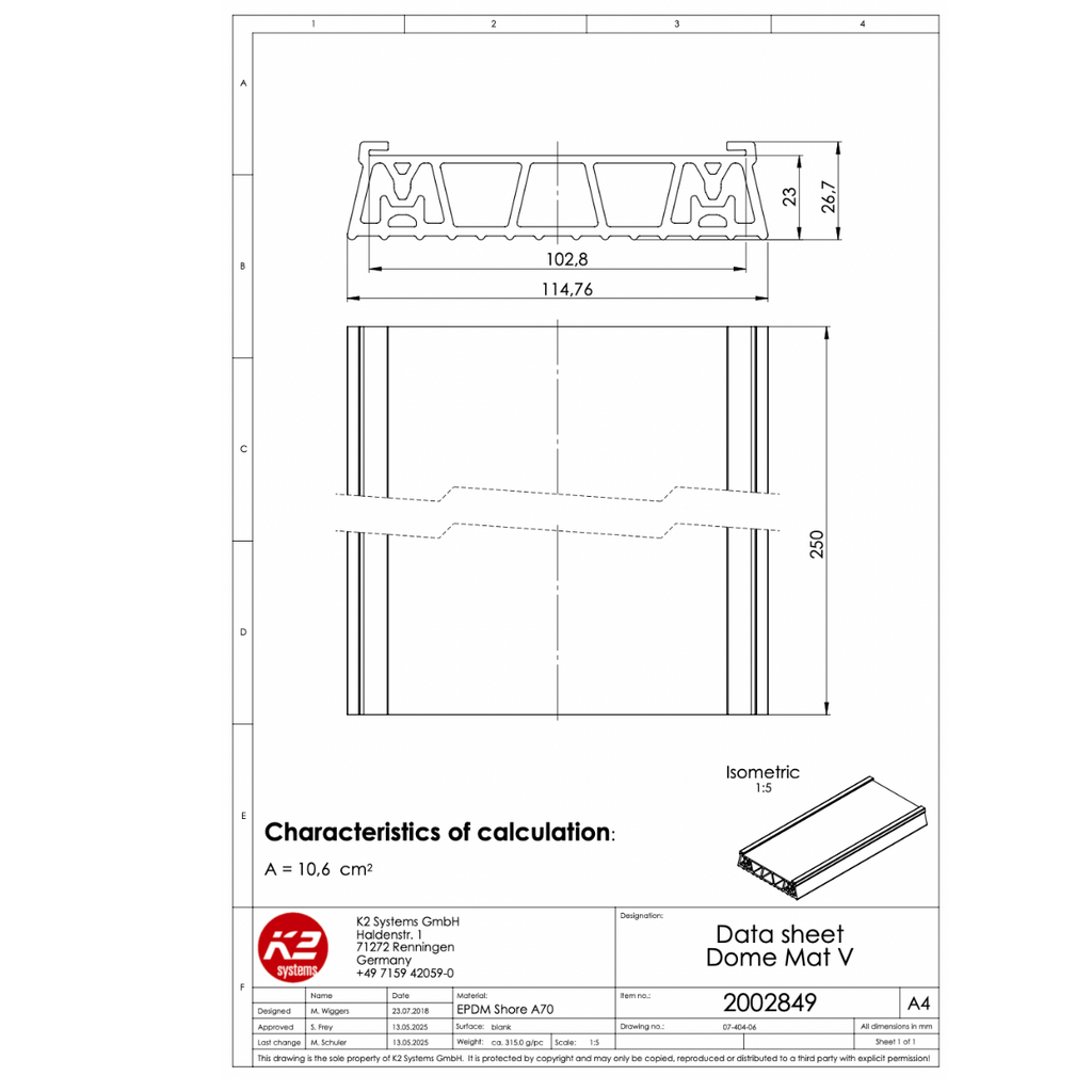 Mat V Auflagepad – EPDM