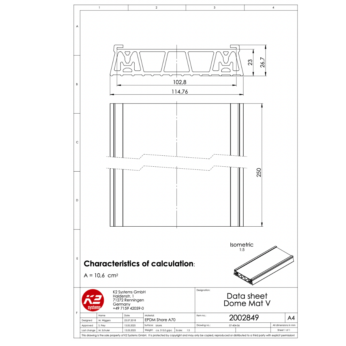 Mat V Auflagepad – EPDM
