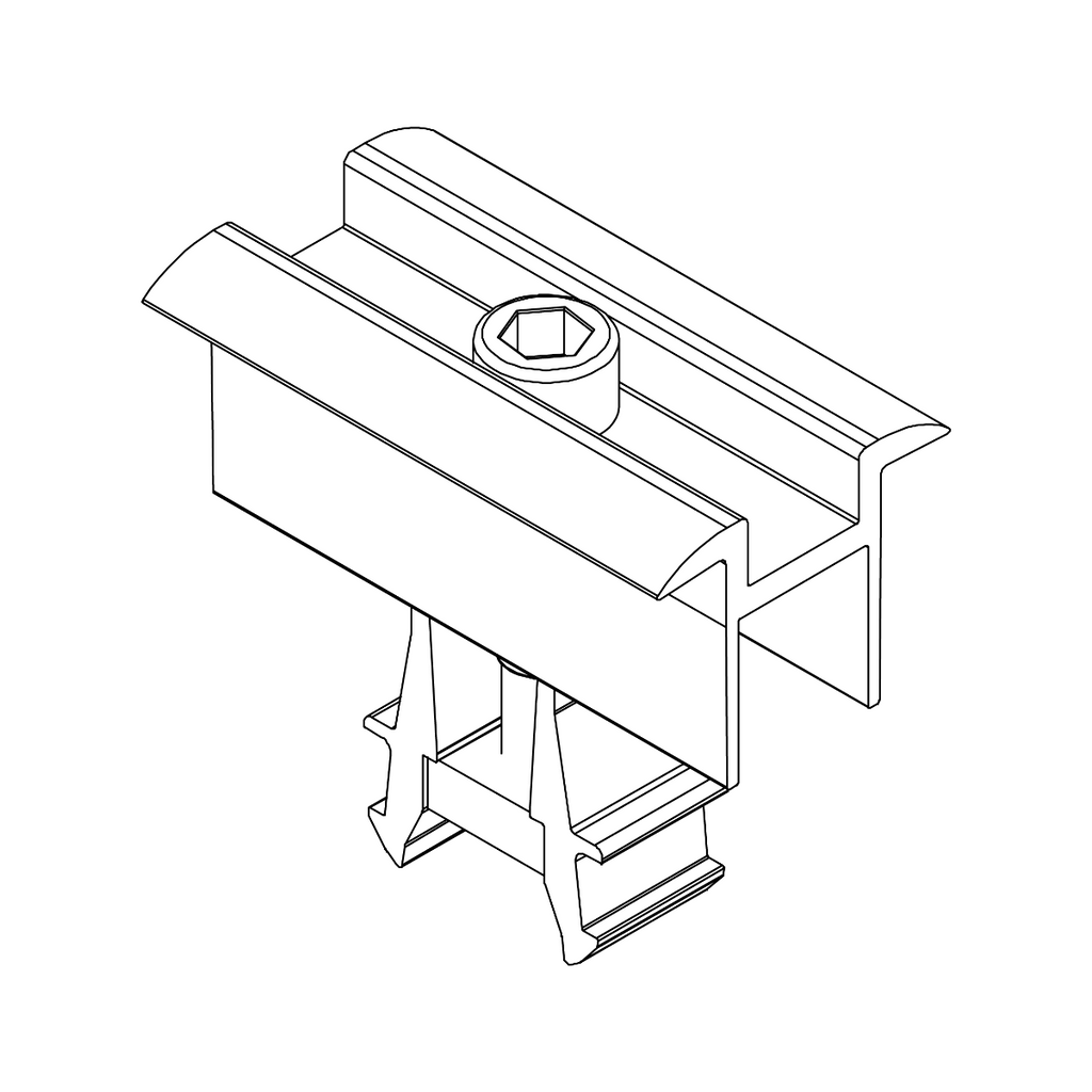 Universal Modulmittelklemme – Klickfunktion für Rahmenhöhen 30–42 mm (Aluminium / Edelstahl A2 / POM)