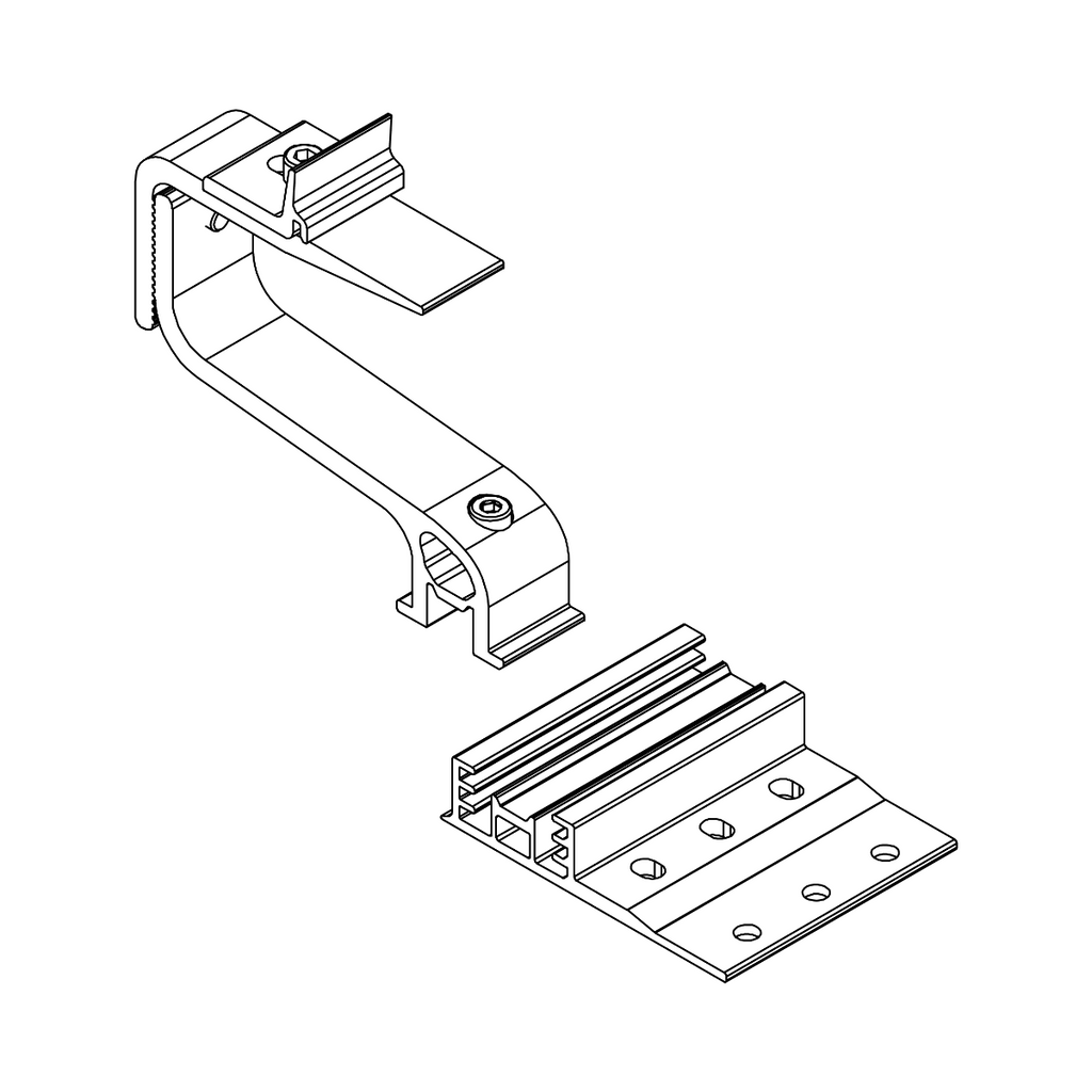 K2 Systems Dachhaken – 3-fach höhenverstellbar inkl. Climber 36/50 für SingleRail & CrossRail (Aluminium / Edelstahl A2)