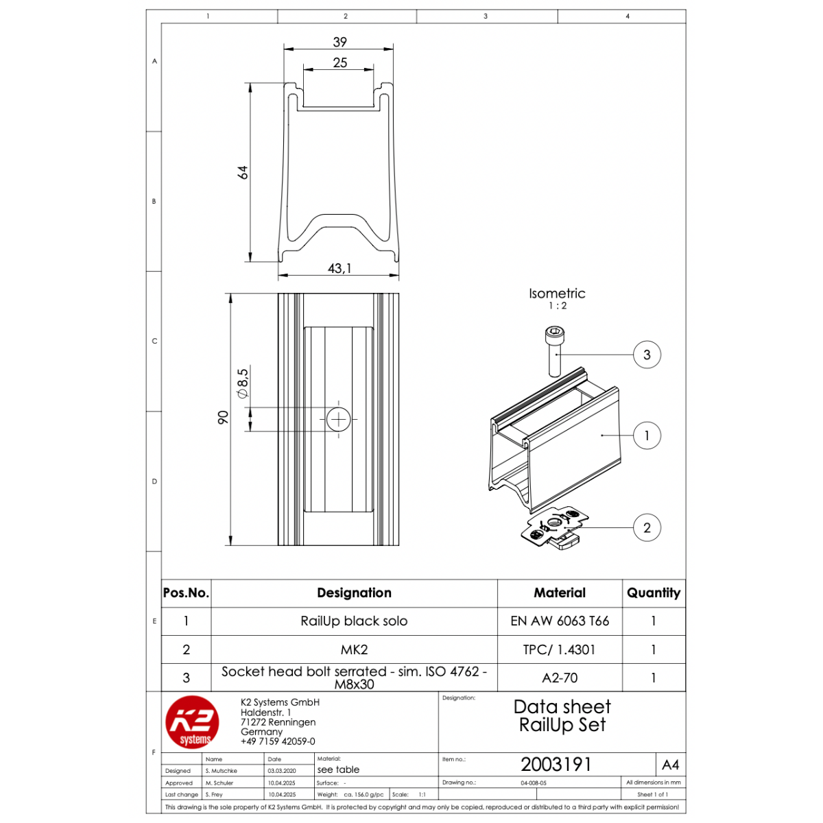K2 RailUp Set – Modulhöhen-Erweiterung