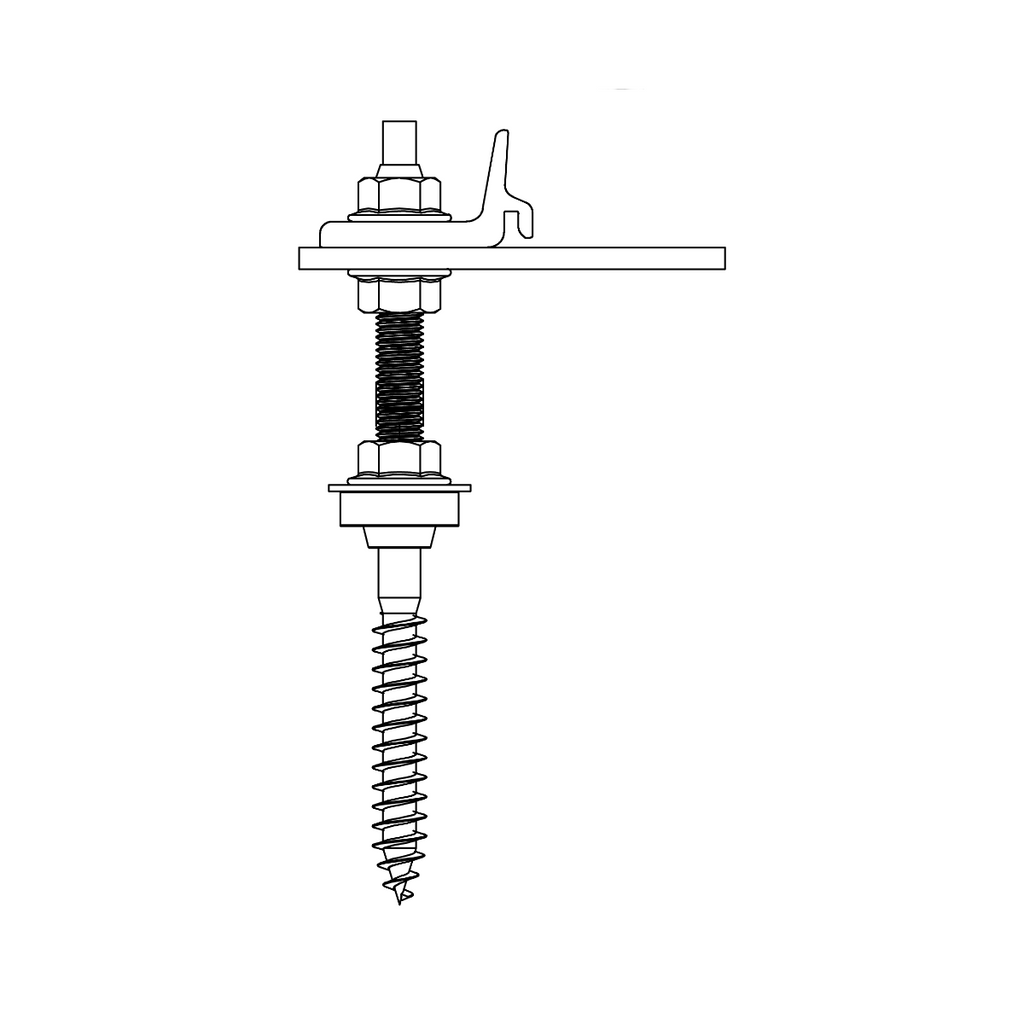 K2 SingleRail Stockschrauben Climber Set M10x180 – mit Faserzement-Dichtung für Wellfaserzement (Edelstahl A2 / Aluminium / EPDM)