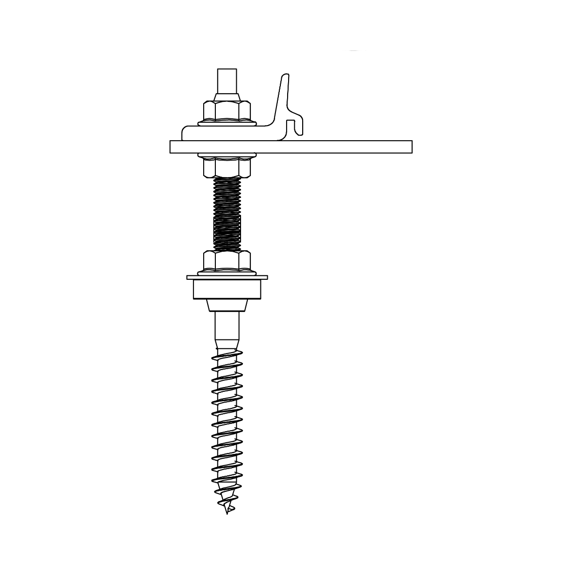 K2 SingleRail Stockschrauben Climber Set M10x180 – mit Faserzement-Dichtung für Wellfaserzement (Edelstahl A2 / Aluminium / EPDM)