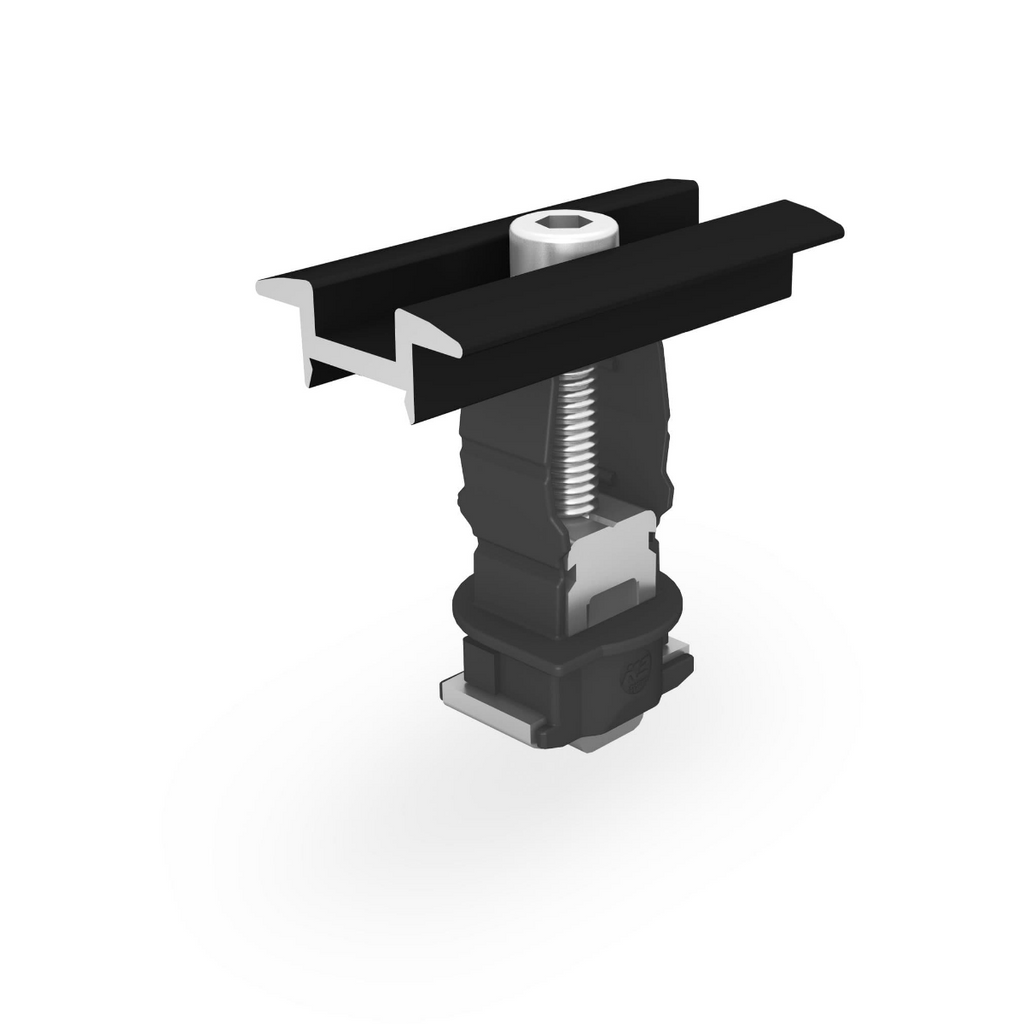 Universal Modulmittelklemme – schwarz eloxiert, für Rahmenhöhen 25–40 mm