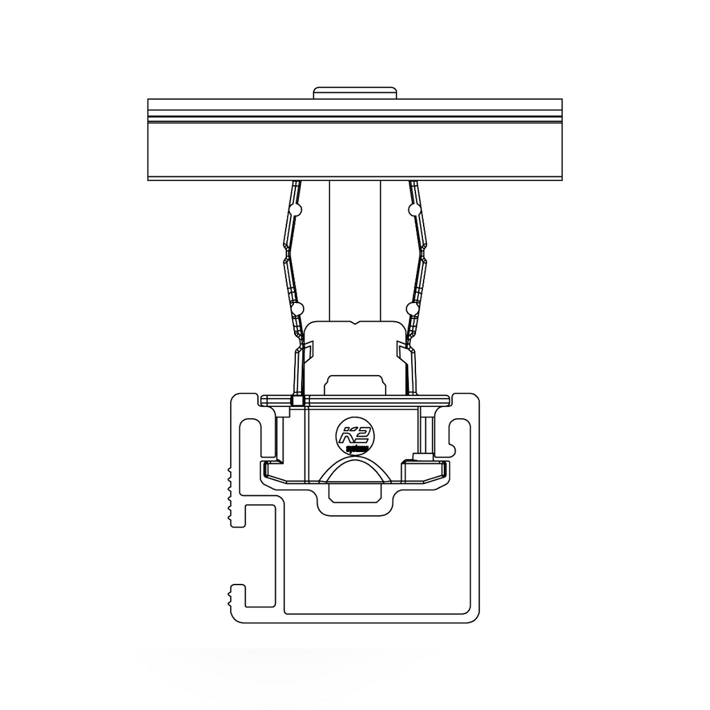 Universal Modulmittelklemme – schwarz eloxiert, für Rahmenhöhen 25–40 mm