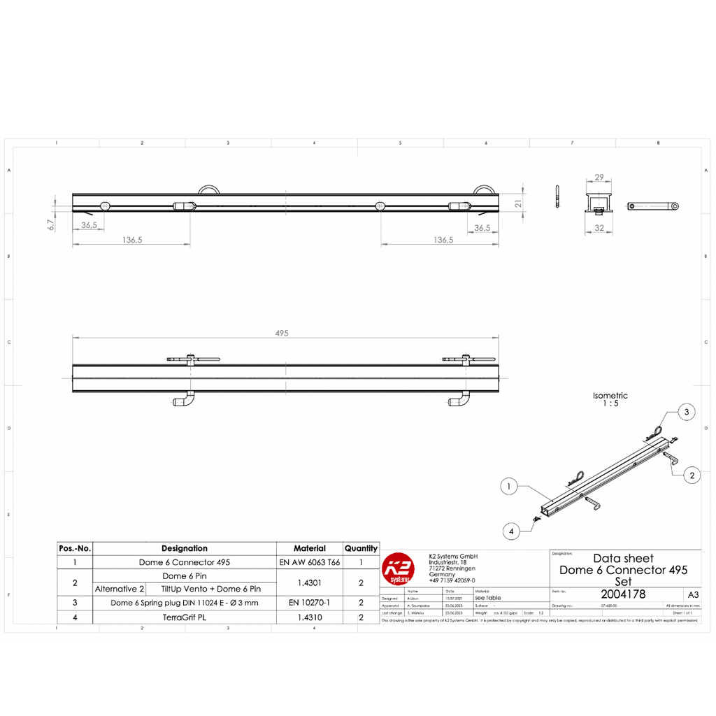 K2 Dome 6.10 – Schienenverbinder Set