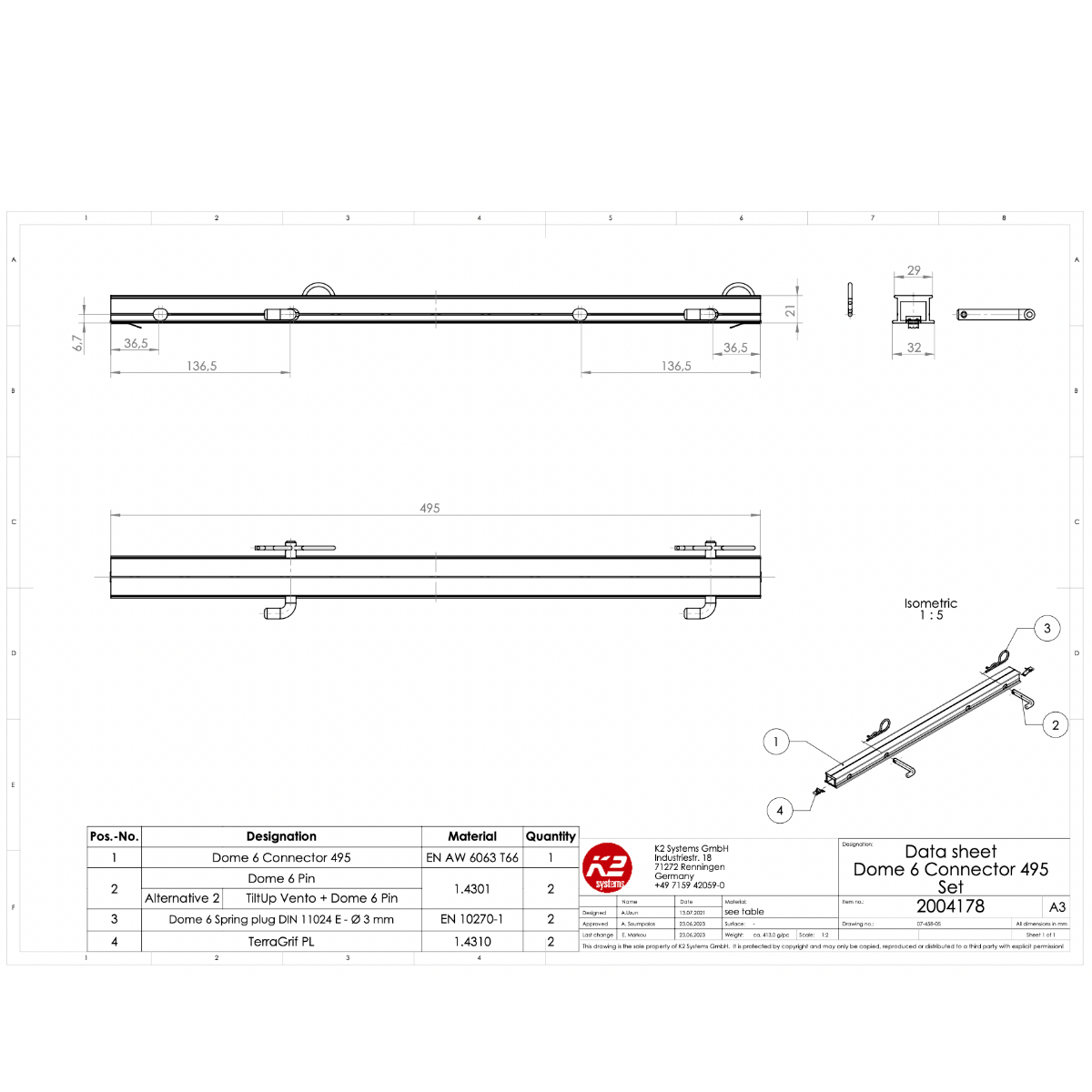 K2 Dome 6.10 – Schienenverbinder Set