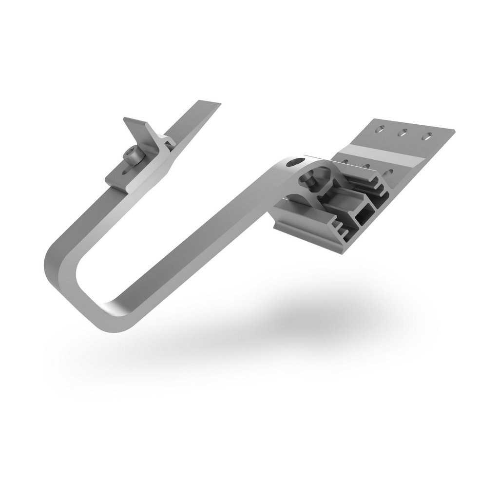 K2 Systems Dachhaken mit langem Ausleger – 3-fach höhenverstellbar inkl. Climber 36/50 für SingleRail & CrossRail (Aluminium / Edelstahl A2)