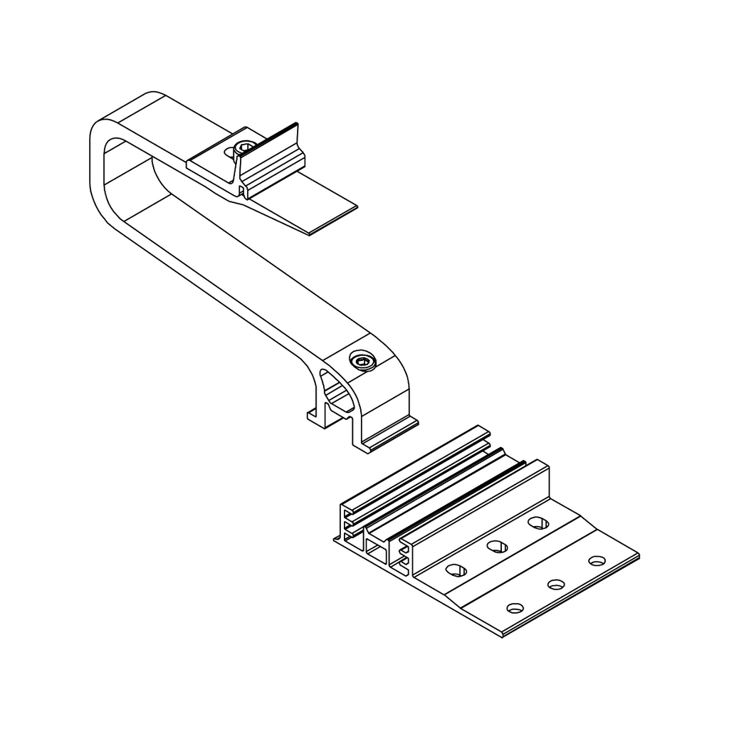 K2 Systems Dachhaken mit langem Ausleger – 3-fach höhenverstellbar inkl. Climber 36/50 für SingleRail & CrossRail (Aluminium / Edelstahl A2)