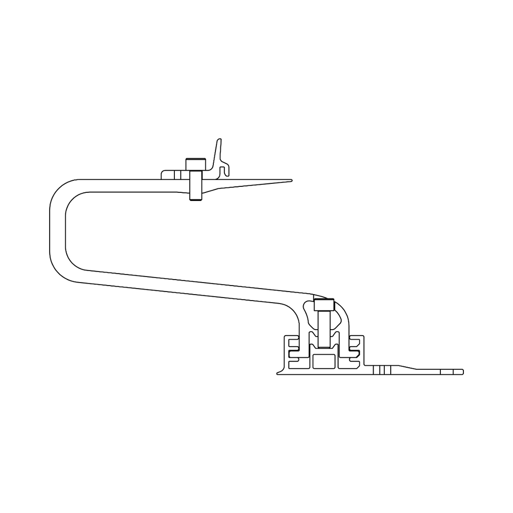 K2 Systems Dachhaken mit langem Ausleger – 3-fach höhenverstellbar inkl. Climber 36/50 für SingleRail & CrossRail (Aluminium / Edelstahl A2)
