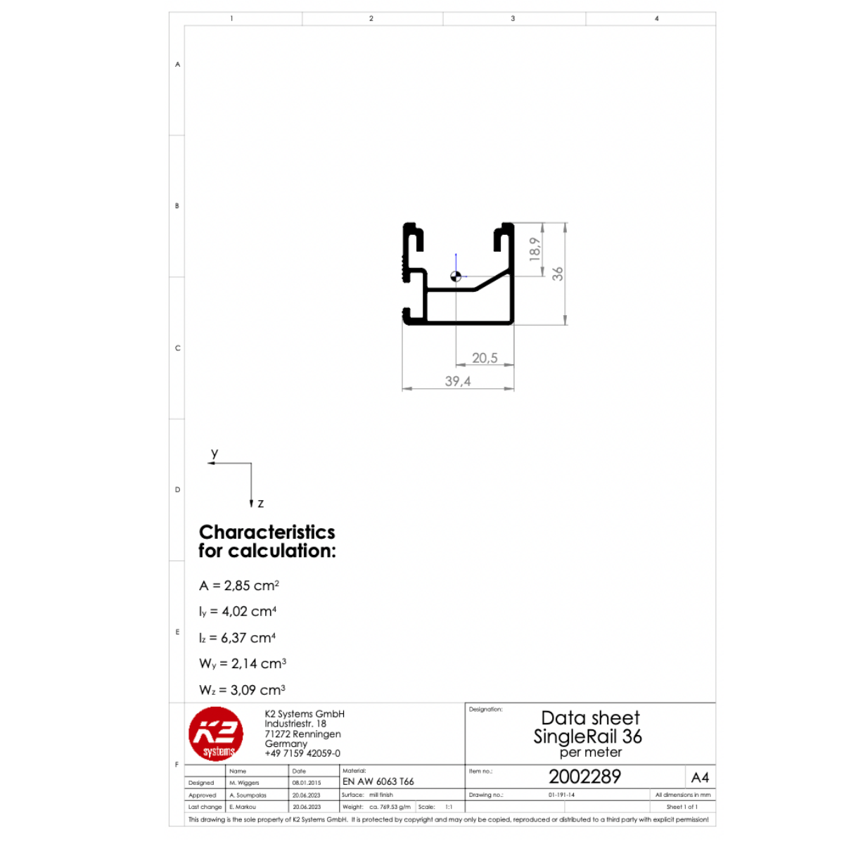 Montageschiene 2,50 m – Aluminium EN AW-6063 T66