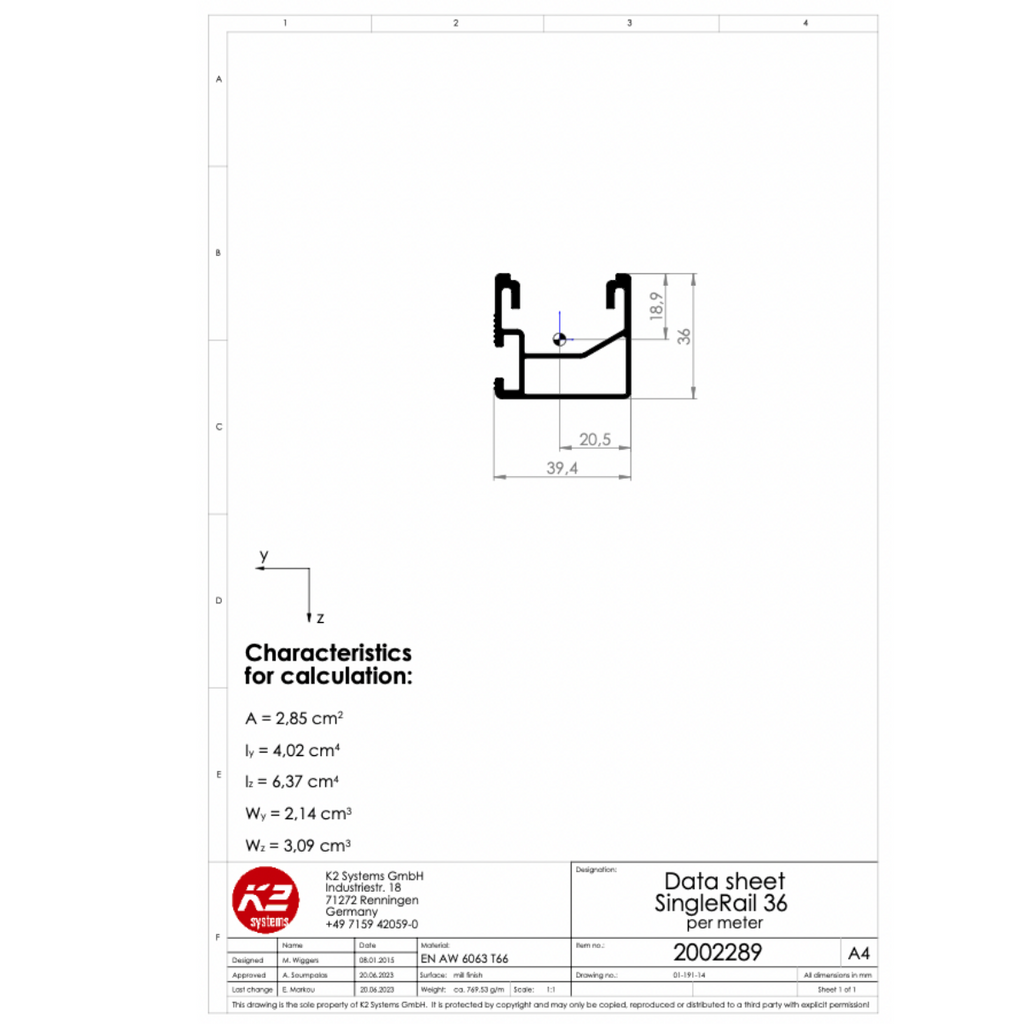 Montageschiene 3,65 m – Aluminium EN AW-6063 T66