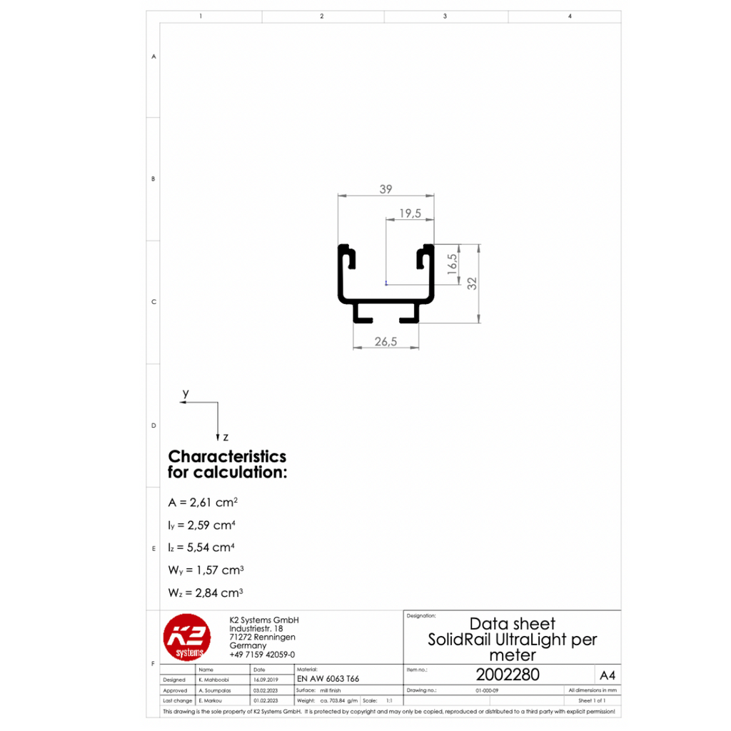 Montageschiene 2,50 m – Aluminium EN AW-6063 T66