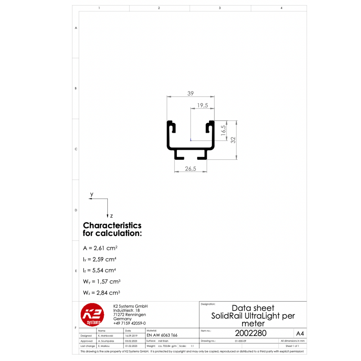 Montageschiene 2,50 m – Aluminium EN AW-6063 T66