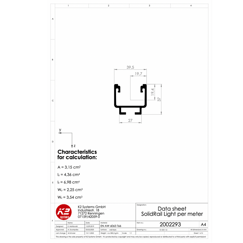 Montageschiene 3,65 m – Aluminium EN AW-6063 T66