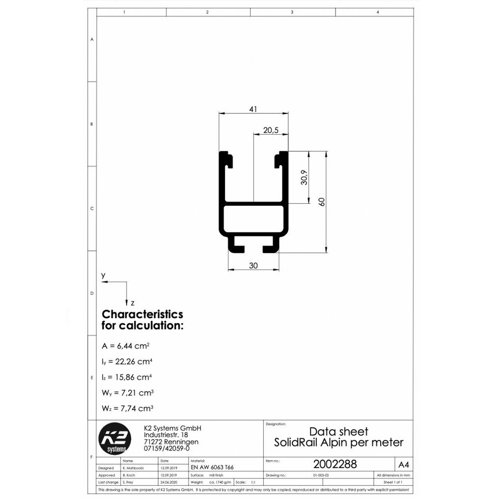 Montageschiene 5,95 m – Aluminium EN AW-6063 T66