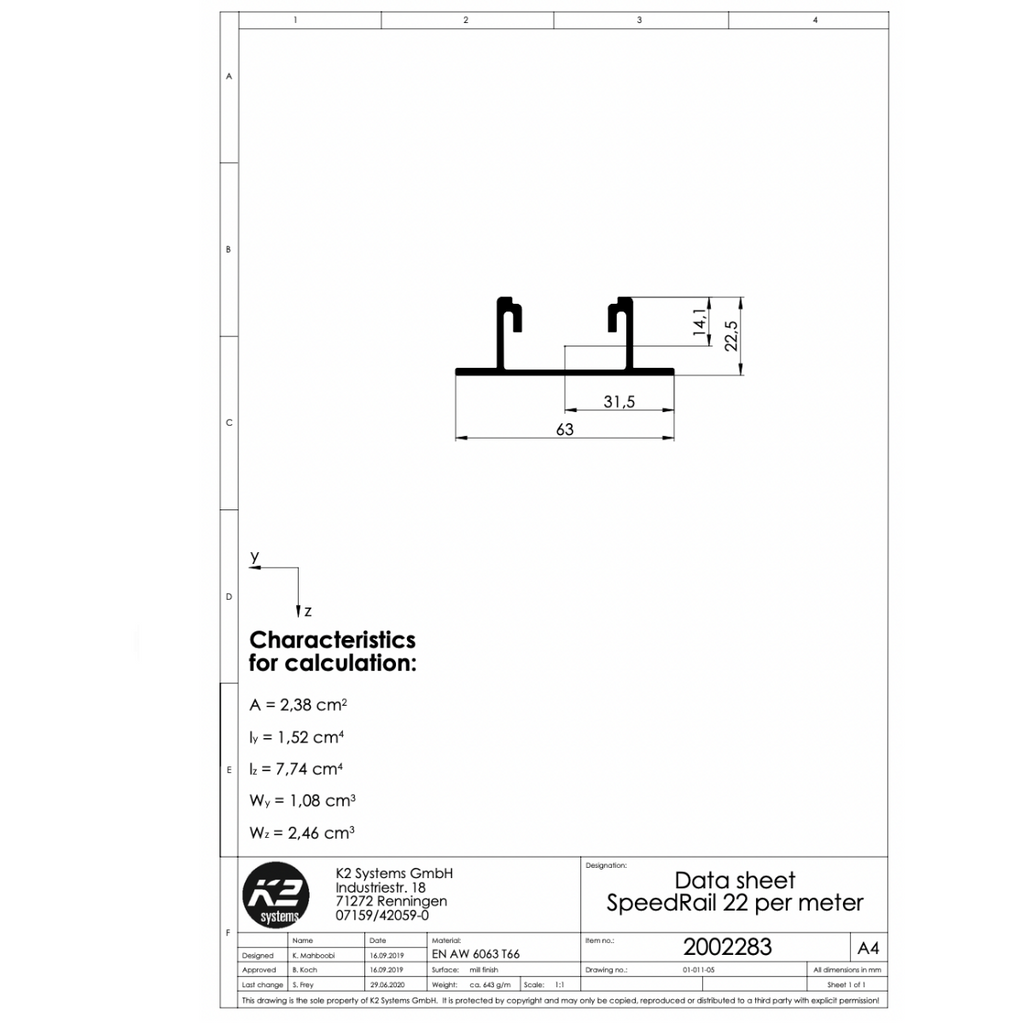 Schnellmontageschiene 2,50 m – Aluminium EN AW-6063 T66