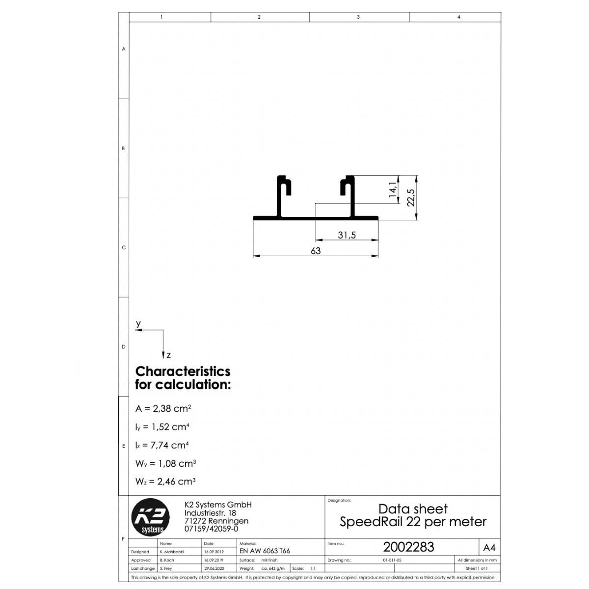 Schnellmontageschiene 5,95 m – Aluminium EN AW-6063 T66