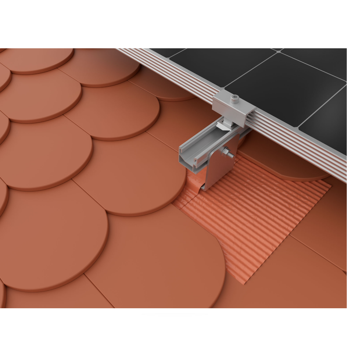 Metallabdeckung mit Butylstreifen – für SingleHook FLA bei Biberschwanzziegeln (Aluminium EN-AW-1200, Rot)