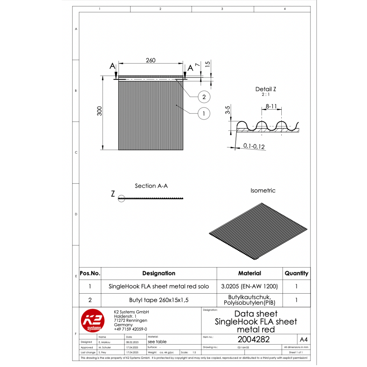 Metallabdeckung mit Butylstreifen – für SingleHook FLA bei Biberschwanzziegeln (Aluminium EN-AW-1200, Rot)