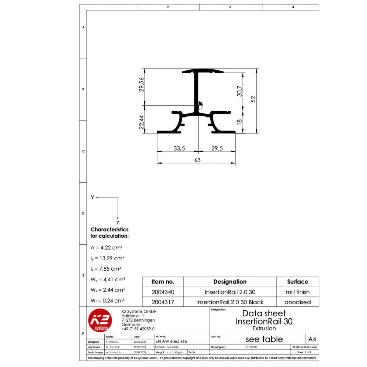 InsertionRail 2.0 – Aluminium EN AW 6063 T66