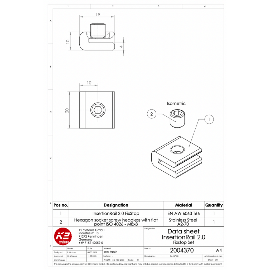 FixStop 2.0 – Aluminium EN AW-6063 T66 / Edelstahl